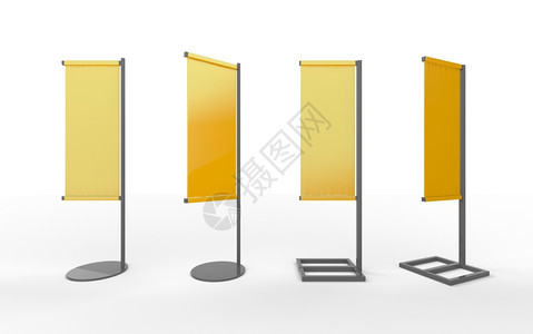 木板一组黄色空白横标为日本的显示上面有铝框架包括用于设计或艺术作品A的滚动路径xAtemplate信息卷图片