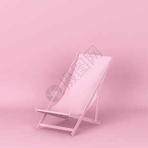 放松假期弛在粉红色背景的海滩3D插图上放轻松的单甲板椅图片