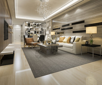 3d提供现代餐厅和客配有豪华装饰品扶手椅国内的公寓图片