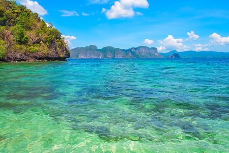 蓝色环礁湖景菲律宾巴拉万ElNido支撑海景田园诗般的图片