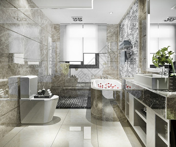 大理石毛巾3d以彩色瓷砖装饰器提供现代浴室衣架图片