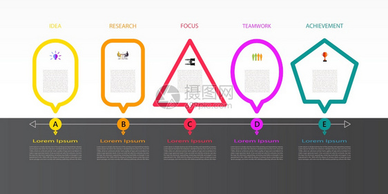 带有图标和5个选项或步骤的信息图表单设计业务概念空白间用于内容时间线信息图表流程横幅模板元素书籍封面印刷矢量形式脚步连接图片