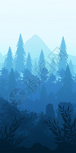 自然的松树林山地平面壁纸日出和落说明矢量风格色彩多的视野背景图案Name季节特点美丽图片