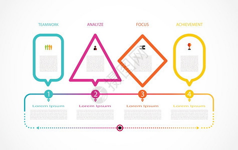 带有图标和4个选项的现代设计格式商业概念内容空白间时框架信息图表步骤处理横幅模板元素演示打印矢量行业箭现代的图片