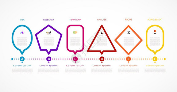 有创造力的空白带有图标和6个选项的现代设计格式商业概念内容时间信息图表步骤处理横幅模板元素演示文稿印刷矢量网络图片