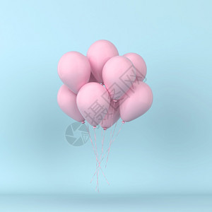 混合的彩色气球团浮动3d显示最小值概念目的插图节日图片