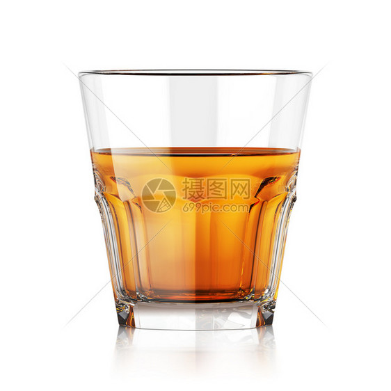 纯度餐具目的Wiskey玻璃含液体3d插图的威士忌玻璃图片