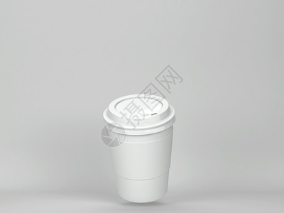 空的茶脱咖啡因白杯模拟3d灰色背景插图图片