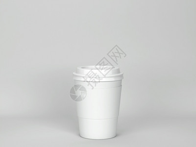 白咖啡杯模拟3d灰色背景插图白的取出覆盖图片