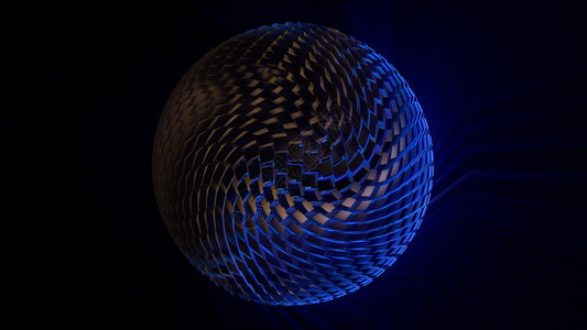 3D从体积立方块的抽象球体从一个复杂的结构设计中转换出一个空间球中的非三角和亮艺术天体该来自一个复杂的结构设计美丽发光圣诞节图片