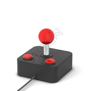 游戏按钮白背景上孤立的Rentro游戏玩棍3d插图视频按钮电子游戏设计图片