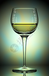 白色的单身透明彩色背景上白葡萄酒的玻璃3d插图图片