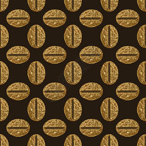 咖啡豆手绘轮廓金属咖啡豆色无缝图案抽象手绘金色背景复古风格中的程式化闪光纹理咖啡豆金色无缝图案复古风格中的化纹理黑暗的背景