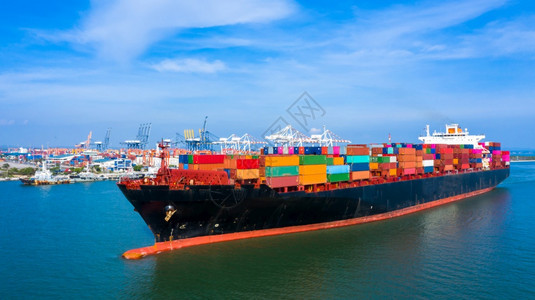 集装箱船货运海全球商业进出口贸易物流和全球集装箱货船运输鸟瞰图贮存行业全世界图片