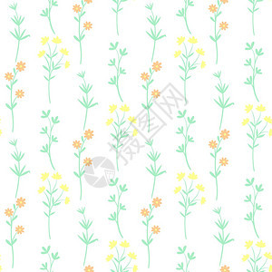 野花无缝模式矢量插图背景带有可爱的细小鲜花样板有壁纸织物和包装的花朵动机野无缝模式矢量插图黄色的艺术夏天图片
