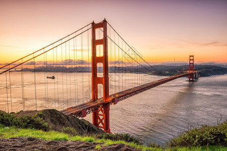 金的桑门大桥美国加利福尼亚州旧金山日出门大桥水图片