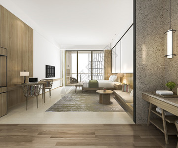 活的现代3d提供现代豪华卧室套房和浴放松图片