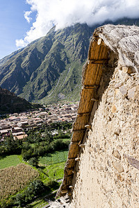 奥扬泰坦博因加岛储藏室背景有山峰爬坡道秘鲁图片