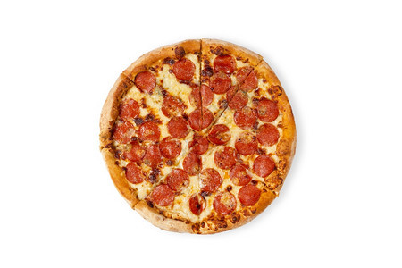 牛肉桌子美味的纸比萨饼隔离在白色上纸面比萨饼的顶部视图意大利食品街头快餐的概念番茄图片