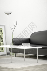 灯3d内部d将白色房间黑沙发的图像转换成带有内容空间的黑沙发建筑学客厅图片