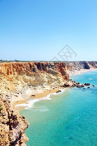 葡萄牙Sagres村附近海滩波浪天际线建筑学图片