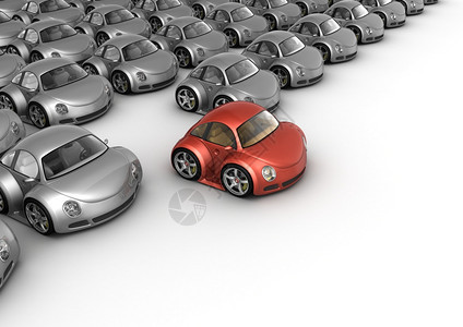 怪物门微小的在很多灰色汽车前面的特别红色车前滑稽的微型机器系列图片