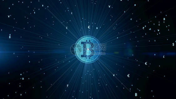 创新加密货币商业Bitcoin电子加密数字货币汇兑技术全球网络连结背景概念3d推介的Bitcoin块式链密码加数字货币兑换技术全图片