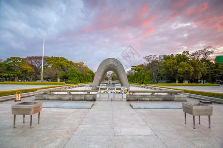 广岛和平纪念馆建筑学博物馆日本广岛2019年3月4日本广岛和平纪念公园HIROSHIMA专为广岛作世界上首个遭受核攻击的城市而留下遗产背景