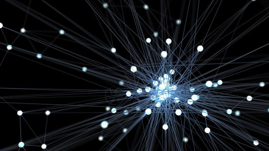 几何的传送闪光蓝未来技术网络节点摘要蓝色远期技术网络有线数据传输路连接和通信结构概念中子和电主题要素3D插图以示图片