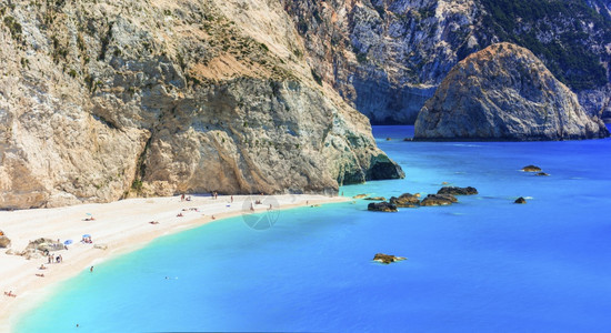 希腊语自然泻湖最好的海滩爱奥尼亚群岛莱夫卡达美丽的波尔图卡齐基图片