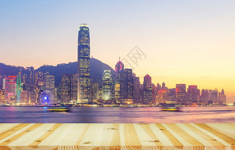 香港市Victoria港市风景与天际线洪亚洲人现代的图片