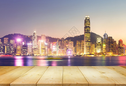 亚洲香港市Victoria港市风景与天际线场美丽的图片