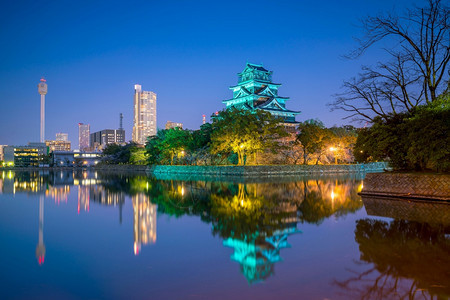 绿色日本樱花季广岛城堡日本樱花季树旅行图片