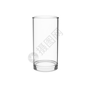 白色背景上隔离的空水玻璃杯有剪切路径3d玻璃器皿体液使成为图片