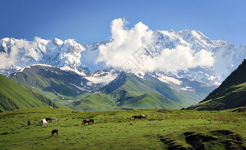 水乡村的生态蓝云天空下山地的蓝色多云脉背景图片