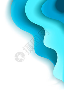 层数分的垂直A4横幅与3D抽象背景与蓝色绿松石剪纸波浪海色矢量设计布局用于演示传单海报垂直抽象背景与蓝色绿松石剪纸波浪海色矢量设图片