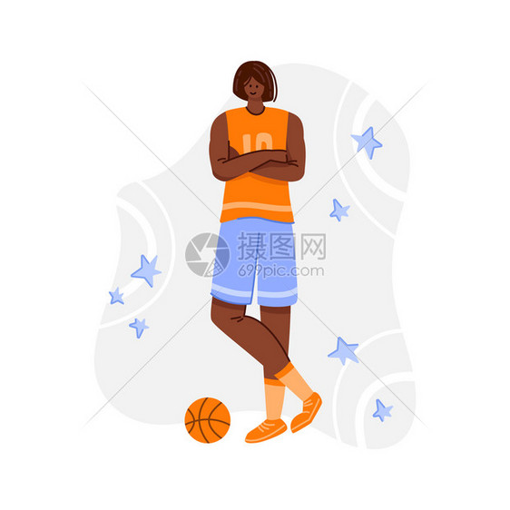在操场上打球的篮运动员身穿制服比赛的年轻肌肉美裔女子孩拥有运动球篮体育火车平板人宣传妇女篮球运动员理念的孤立矢量目标竞赛对手图片
