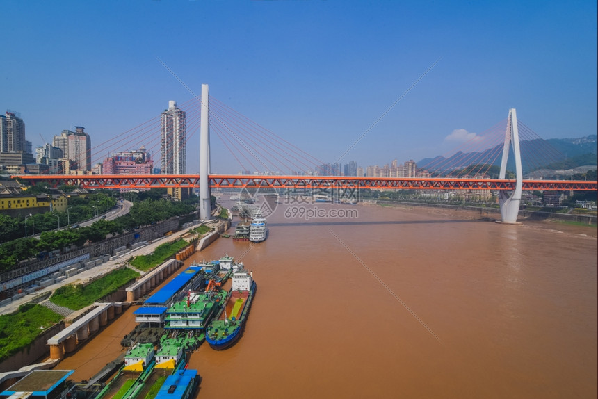 城市风景优美晚上重庆河江图片