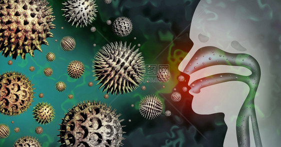 团体一种医学概念即作为3D说明的呼吸保健标志空气中一组微显有机授粉颗粒作为一种呼吸道健康护理象征这种医学概念是热过敏症状和人类季图片