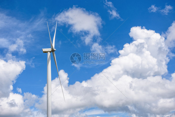 白色的磨清洁能源生态环保型电源帮助减少全球暖化风车在蓝天背景上的影响校对PortnoywindMill自然图片