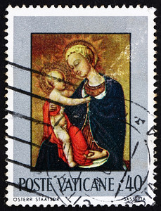 艺术梵蒂冈大约197年梵蒂冈印有一张邮票显示麦当娜和儿童作者是SassettaStefanodiGiovanni大约年集邮艺术家图片