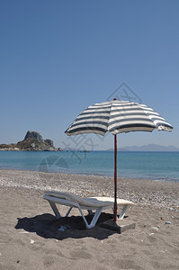 伞阴影希腊Kefalos海滩高斯KefalosBeachKos晴天图片