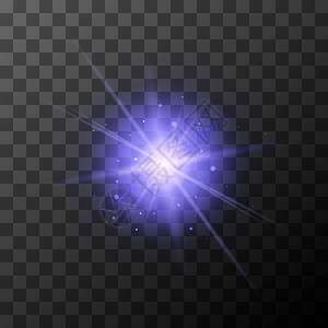 奇迹褪色闪亮的恒星爆发时紫色闪光灯亮效果星际爆发时紫色闪火花在透明背景上颜色透明背景上图片