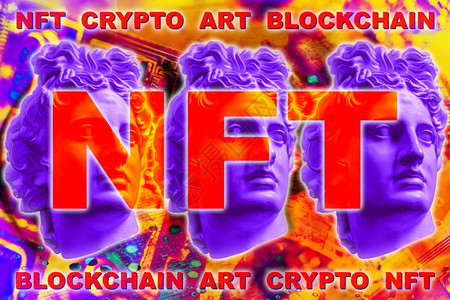 支付版权NFT不可替代币加密艺术概念销售独特收藏品角色区块链资产和数字艺术品的技加密货币和电子商务艺术品市场的未来NFT销售图片