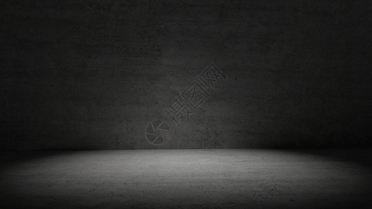 包围空的暗光混凝土房间围墙背景聚光灯在水泥房间中抽象和墙纸概念室内建筑主题复制空间3D插图渲染黑暗的图片