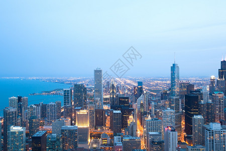 天际线城市伊利诺斯州芝加哥市中心的高视景色建筑物图片