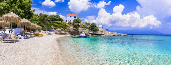 最好的萨莫斯岛希腊多德美丽海滩美丽的利姆尼奥纳群岛拥有绿海和天堂夏图片