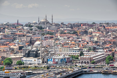土耳其伊斯坦布尔埃米诺努区和土耳其加拉塔桥夏季日最景色土耳其伊斯坦布尔市和加拉塔桥最佳景点位于土耳其的伊斯坦布尔Istambul图片