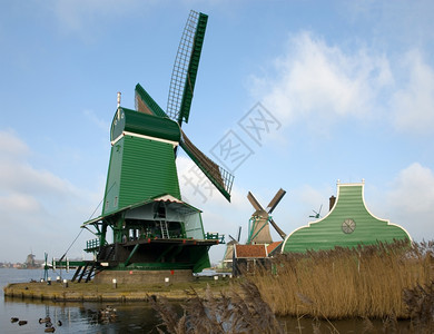 风车历史农业荷兰ZaanseSchans谷村传统杜丘风力机场图片