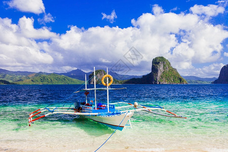 菲律宾巴拉望海岸线菲律宾帕拉万岛海滩和美丽的自然以及菲律宾巴拉旺岛的海滩安宁跃迁背景